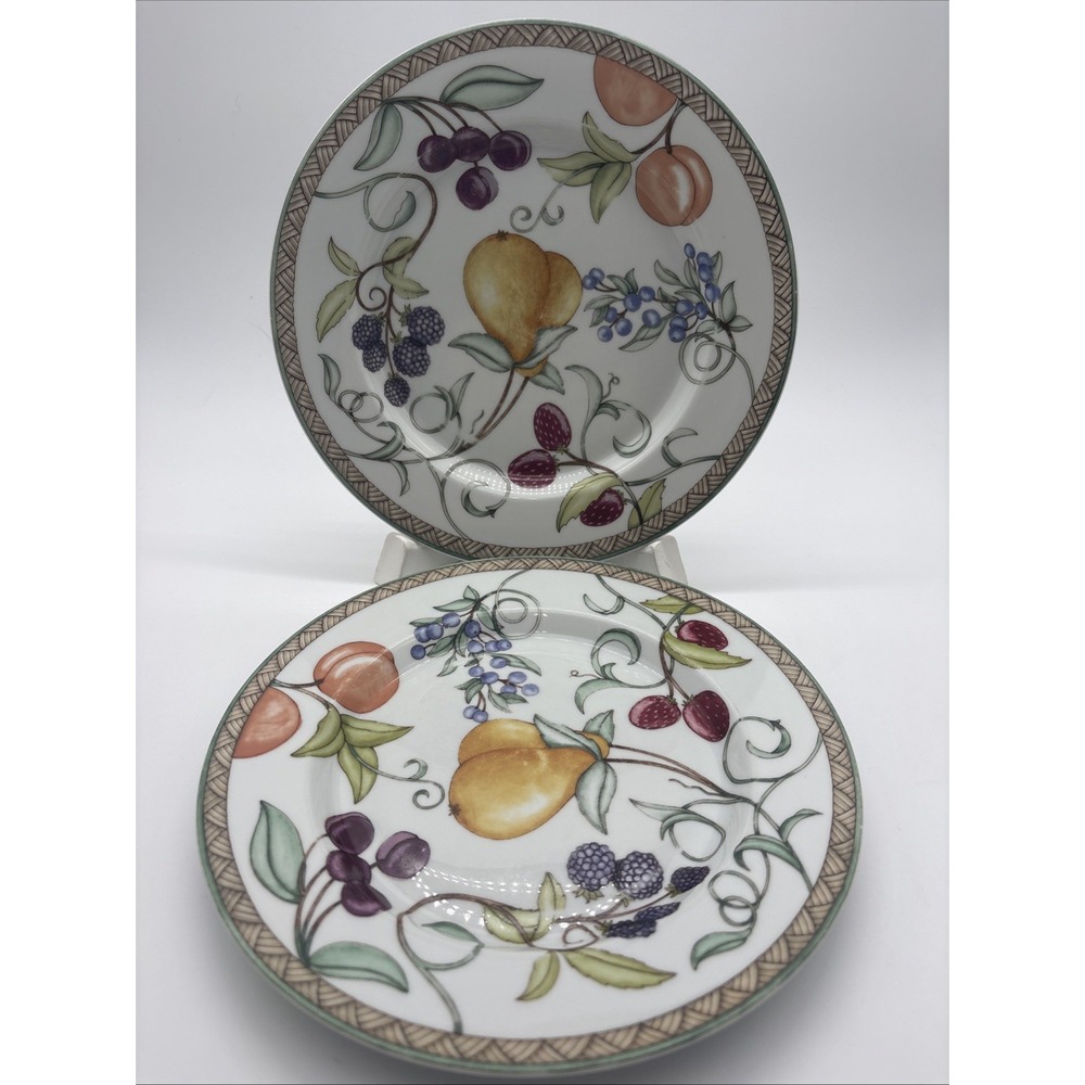 Set Of 2 Dansk Umbrian Fruits 8 3/4" Luncheon Plates
